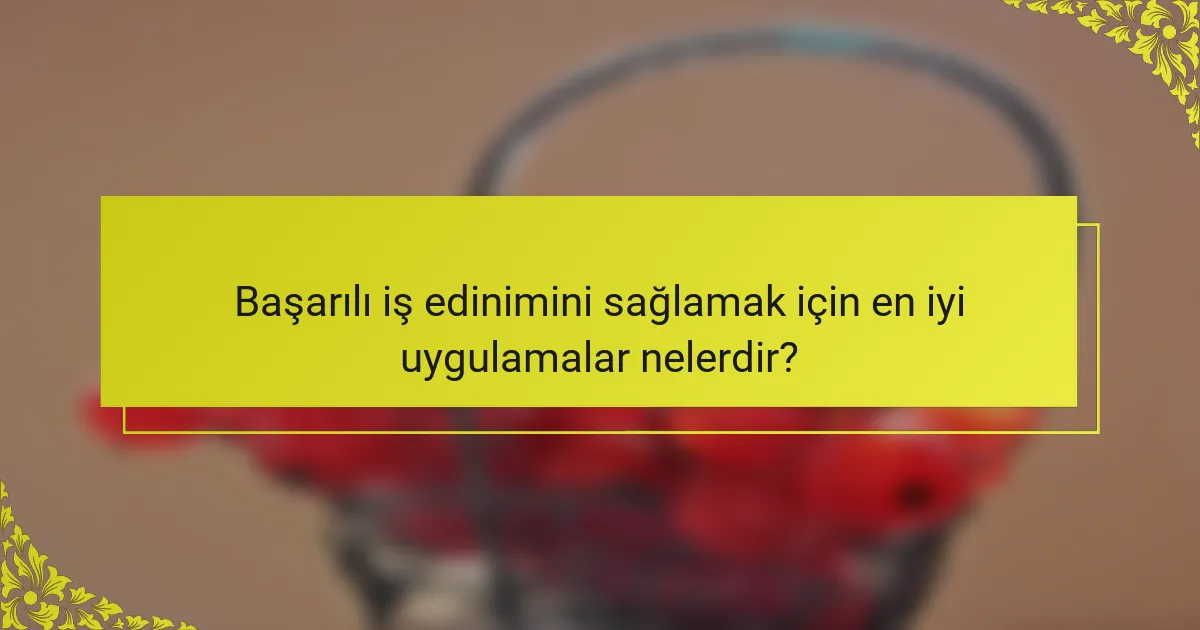 Başarılı iş edinimini sağlamak için en iyi uygulamalar nelerdir?
