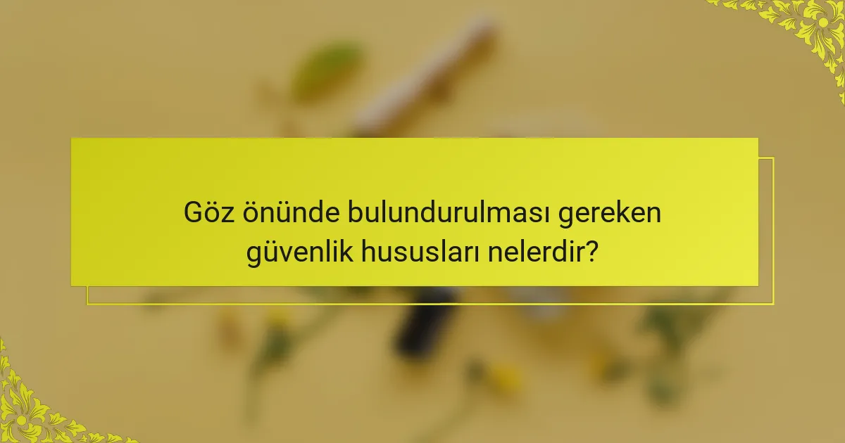 Göz önünde bulundurulması gereken güvenlik hususları nelerdir?