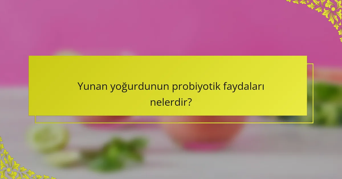 Yunan yoğurdunun probiyotik faydaları nelerdir?